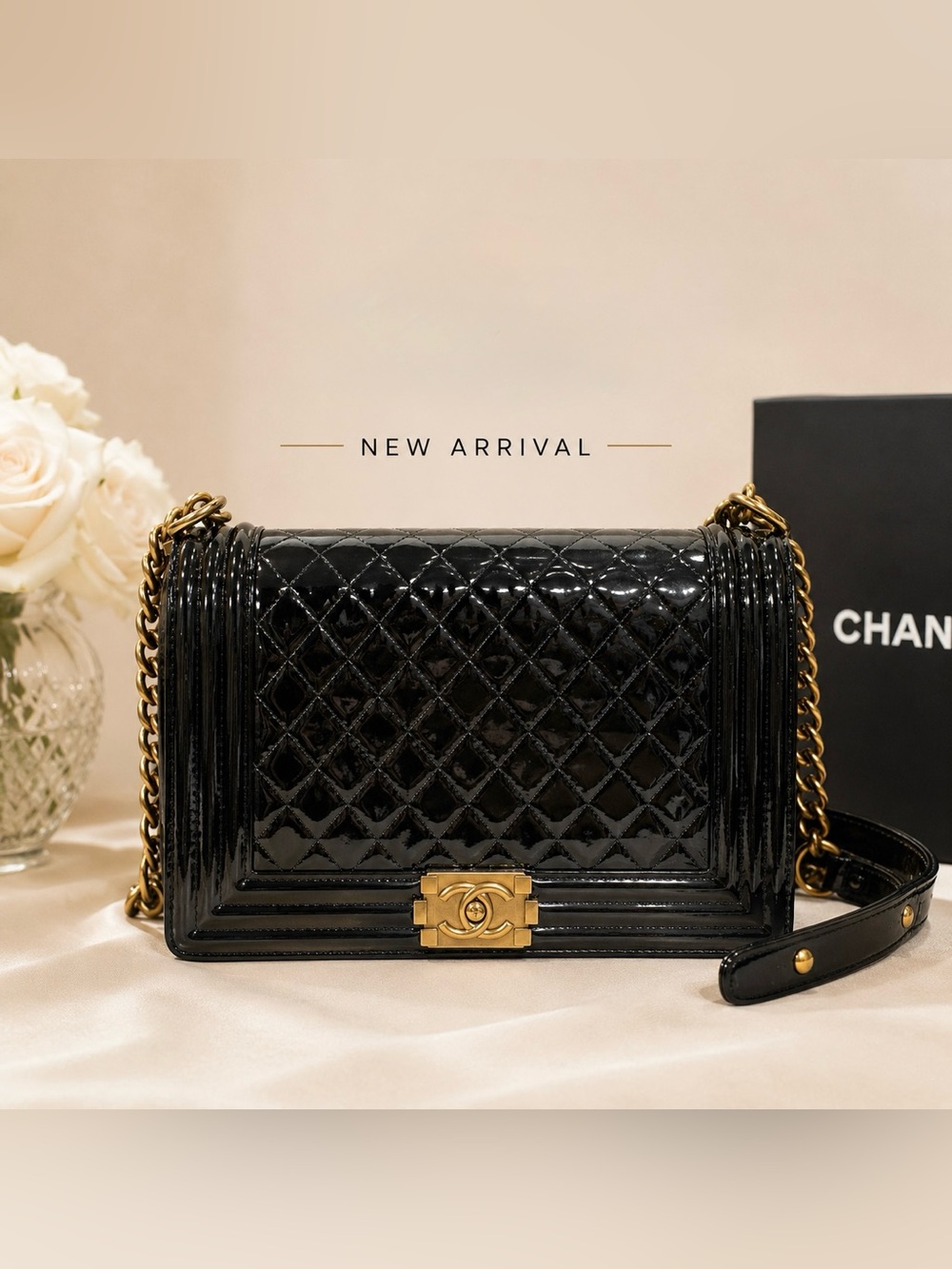 🖤 Women’s Boy Patent Leather Quilted Shoulder Bag 🖤
💎 Bold • Iconic • Timeless